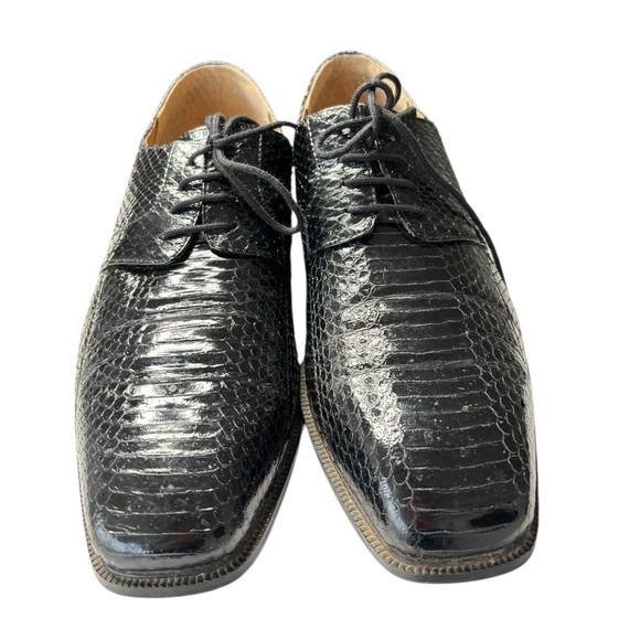 Giorgio Brutini Genuine Snakeskin Black Derby Dress Shoes Mens Size 11.5 Classic - Picture 2 of 16